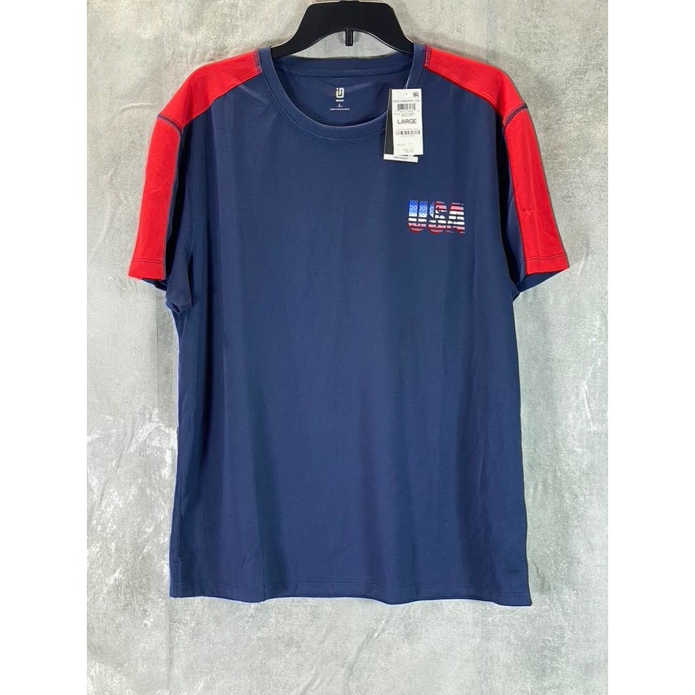 ID Ideology Men's Indigo Sea Crewneck Taped Graphic Training T-Shirt SZ L - Picture 1 of 13